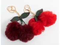 Brelok do kluczy WISNIE (pompon) dł 14 cm - mix kolor