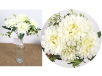 Bukiet, bukiecik DALIA wys. 29 cm 5 łodyg (5 kwiatów 9 cm)  BIAŁY