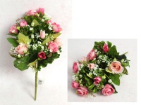 Bukiet, bukiecik RÓŻA wys. 29 cm, 6 łodyg (6 kwiatów 4,5x3 cm, 6 pąków) RÓŻOWA