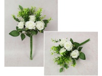 Bukiet, bukiecik RÓŻA z dodatkami wys. 33 cm, 7 łodyg (7 kwiatów 5x3 cm) BIAŁA