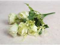 Bukiet, bukiecik RÓŻA z dodatkami wys. 30 cm 6 łodyg (kwiat 4x4 cm) BIAŁA