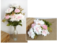 Bukiet CHRYZANTEMA wys. 48 cm, 11 łodyg (11 kwiatów 10-6 cm) BIAŁO RÓŻOWA