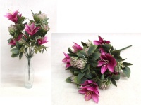 Bukiet CLEMATIS, CZOSNEK wys. 50 cm, 18 łodyg (18 kwiatów 9-5 cm) RÓŻOWY