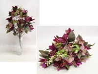 Bukiet CLEMATIS wys. 50 cm, 18 łodyg (9 kwiatów 8,5x6 cm) ciemno FIOLETOWY