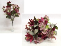 Bukiet CLEMATIS wys. 50 cm, 18 łodyg (9 kwiatów 8,5x6 cm) BORDOWY