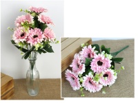 Bukiet GERBERA wys. 44 cm, 9 łodyg (9 kwiatów 9x2,5 cm) RÓŻOWA CIENIOWANA