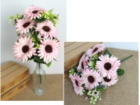 Bukiet GERBERA wys. 46 cm, 11 łodyg (7 kwiatów 12x2 cm) RÓŻOWA