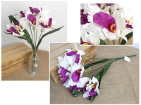 Bukiet IRYS wys. 50 cm, 5 łodyg (kwiat 12x6 cm) BIAŁO-FIOLETOWY