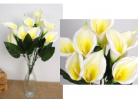 Bukiet KALIA piankowa wys. 50 cm 12 łodyg (12 kwiatów 12x10 cm) BIAŁO ŻÓŁTA