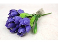 Bukiet KROKUS gumowy 32 cm, 6 łodyg (6 kwiatów 7x5 cm) FIOLETOWY