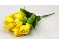 Bukiet KROKUS gumowy 32 cm, 6 łodyg (6 kwiatów 7x5 cm) ŻÓŁTY