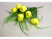Bukiet KROKUS wys. 35 cm, 7 łodyg (7 kwiatów 5x3,5 cm) CYTRYNOWY