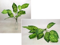 Bukiet liści silikonowych DIFENBACHIA wys. 42 cm, 12 łodyg ZIELONY z jasnym środkiem