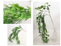 Bukiet liści, zwis BLUSZCZ silikonowy  wys. 100 cm, 3 ramiona jasno ZIELONY