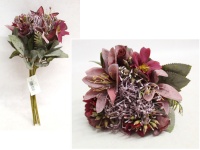 Bukiet mieszany CLEMATIS, CZOSNEK wys. 30 cm, 7 łodyg (13 kwiatów 8-7 cm) FIOLETOWY