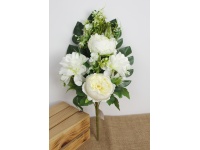 Bukiet mieszany DALIA, PIWONIA wys. 53 cm, 10 łodyg (4 kwiaty 10-10 cm) BIAŁA