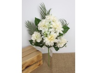 Bukiet mieszany GOŹDZIK, DALIA wys. 48 cm, 9 łodyg (6 kwiatów 11-9 cm) ŚMIETANOWY 
