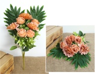 Bukiet mieszany RÓŻA, DALIA wys. 45 cm, 7 łodyg (7 kwiatów 9-5 cm) POMARAŃCZOWY