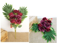 Bukiet mieszany RÓŻA, DALIA wys. 45 cm, 7 łodyg (7 kwiatów 9-5 cm) BORDOWY