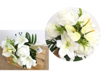 Bukiet mieszany RÓŻA, LILIA, ANTURIUM wys. 45 cm 10 łodyg (10 kwiatów 8-14 cm) BIAŁY