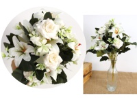 Bukiet mieszany RÓŻA, LILIA wys. 40 cm 18 łodyg ( kwiaty 6-9 cm) BIAŁY