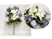 Bukiet, wiązanka mieszany RÓŻA, LILIA wys. 55 cm, 11 łodyg (kwiat 10-5 cm) FIOLETOWO-LIMONKOWY