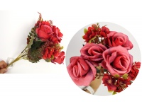 Bukiet mieszany RÓŻA, PELARGONIA wys. 35 cm 7 łodyg (13 kwiatów 4,5-6,5 cm) CZERWONY