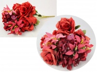 Bukiet mieszany RÓŻA pozłacana wys. 48 cm 11 łodyg (11 kwiatów 8-12 cm) CZERWONA 