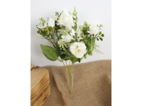 Bukiet mieszany z RÓŻĄ wys.32 cm, 5 łodyg (kwiat 4-2 cm) BIAŁY