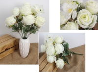 Bukiet mieszany z RÓŻĄ wys. 49 cm, 12 łodyg (14 kwiatów 9-8 cm) ŚMIETANOWA