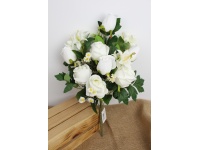 Bukiet mieszany z RÓŻĄ wys. 54 cm, 11 łodyg (kwiat 8-5 cm) BIAŁY