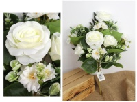 Bukiet mieszany z RÓŻĄ wys. 52 cm, 11 łodyg (kwiat 10-4 cm) BIAŁY