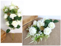 Bukiet mieszany z RÓŻĄ wys. 50 cm, 9 łodyg (12 kwiatów 10-6 cm) BIAŁY