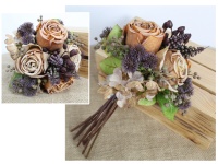 Bukiet, pęczek mieszany RÓŻA, HORTENSJA wys. 34 cm, 9 łodyg (kwiat 7-4 cm) RUDY, BEŻOWY