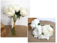 Bukiet, pęczek PIWONIA wys. 27 cm, 5 łodyg (kwiat 7x5 cm) BIAŁO-RÓŻOWA