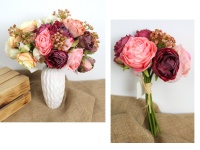 Bukiet, pęczek RÓŻA wys. 29 cm, 10 łodyg (9 kwiatów 7-4 cm) MIX KOLOR