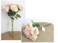 Bukiet, pęczek RÓŻA wys. 50 cm, 7 łodyg (kwiat 9x4 cm) BRZOSKWINIOWY