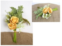 Bukiet, pęczek RÓŻA z dodatkami wys. 35 cm, 9 łodyg (2 kwiaty 8x5 cm) POMARAŃCZOWY