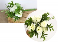 Bukiet pęczek RÓŻA z dodatkami wys. 33 cm 7 łodyg (7 kwiatów 5,5 cm) BIAŁA