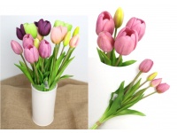 Bukiet, pęczek TULIPAN gumowy 40 cm 5 łodyg (5 kwiatów i pąków ok. 4 cm) mix kolor