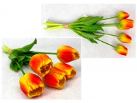 Bukiet pęczek TULIPAN gumowy wys. 30 cm 5 łodyg (3 główki 4,5x4 cm, 2 pąki) POMARAŃCZOWY