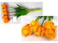 Bukiet pęczek TULIPAN PAPUZI gumowy wys. 40 cm 5 łodyg (5 główek 6x4,5 cm) POMARAŃCZOWY