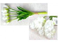 Bukiet pęczek TULIPAN PAPUZI gumowy wys. 40 cm 5 łodyg (5 główek 6x4,5 cm) BIAŁY