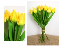 Bukiet, pęczek TULIPAN wys. 34 cm, 12 łodyg (kwiat 5x3 cm, silikonowe liście) ŻÓŁTY