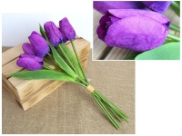 Bukiet, pęczek TULIPAN wys. 37 cm, 7 łodyg (7x4,5 cm) - FIOLETOWY marmurkowy