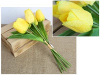 Bukiet, pęczek TULIPAN wys. 37 cm, 7 łodyg (7x4,5 cm) - ŻÓŁTY marmurkowy
