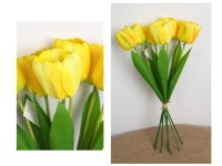 Bukiet, pęczek TULIPAN wys. 44 cm, 7 łodyg (kwiat 6x4,5 cm, silikonowe liście) ŻÓŁTY
