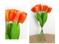 Bukiet, pęczek TULIPAN wys. 44 cm, 7 łodyg (kwiat 6x4,5 cm, silikonowe liście) POMARAŃCZOWY