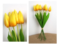 Bukiet, pęczek TULIPAN wys. 44 cm, 9 łodyg (kwiat 7x3 cm, silikonowe liście) ŻÓŁTY