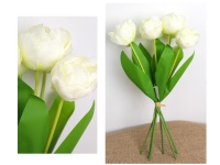 Bukiet, pęczek TULIPAN wys. 44 cm, 7 łodyg (kwiat 6x5 cm, silikonowe liście) BIAŁY